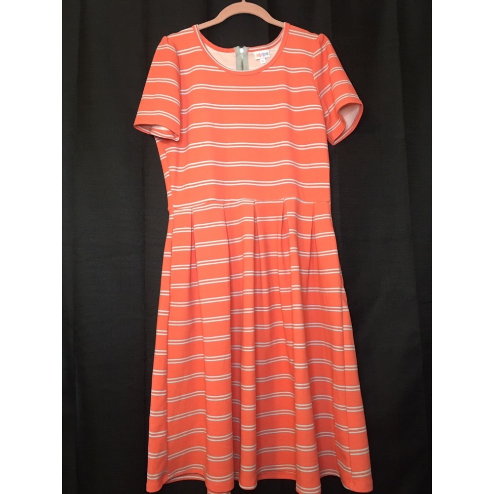 Coral Short Sleeve Dress W/ Pockets
